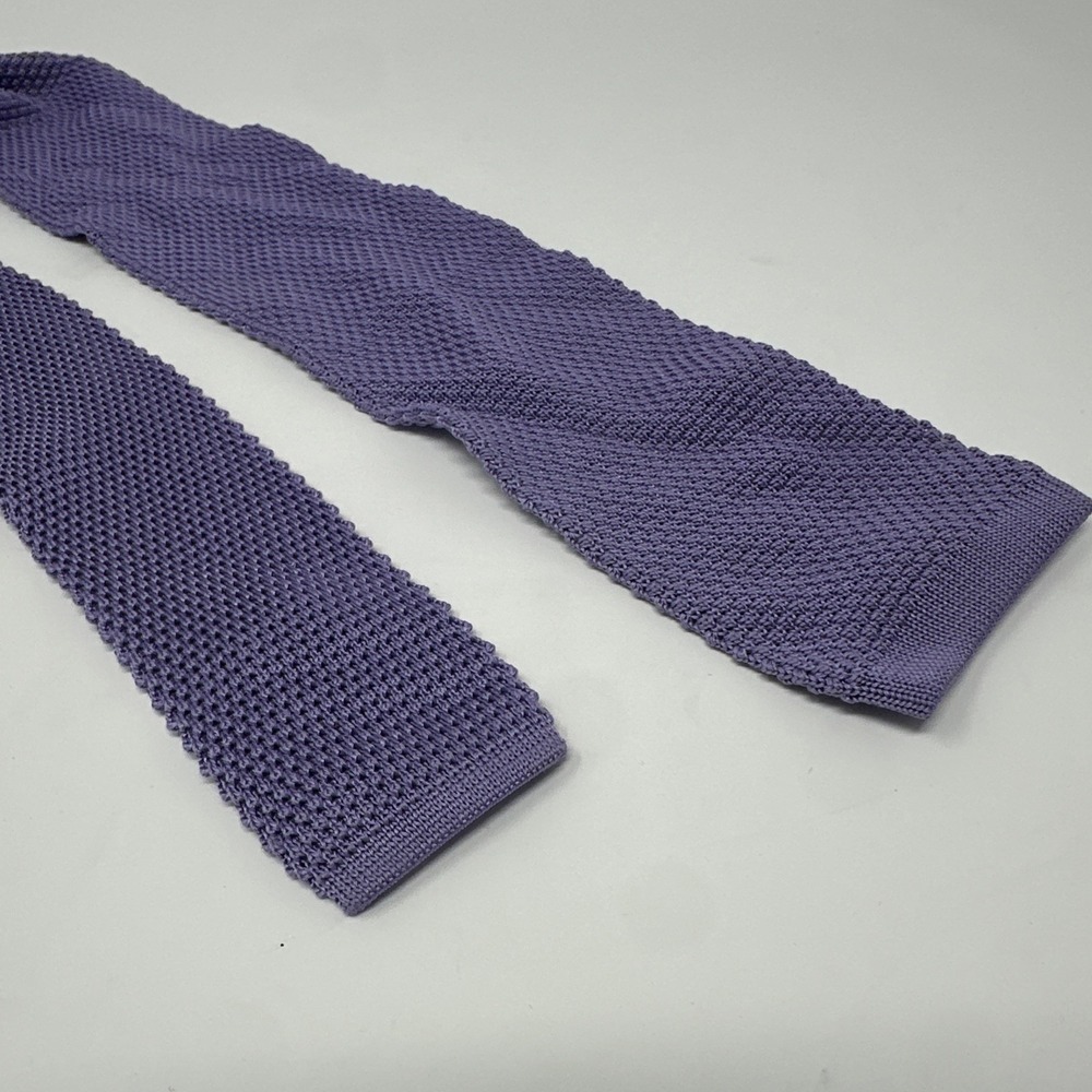 Vintage Silk Knit‎ Kenneth Gordon Tie With Square End Lavender Purple